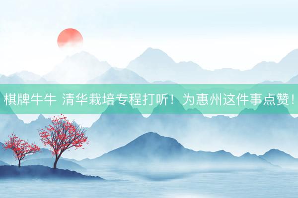棋牌牛牛 清华栽培专程打听！为惠州这件事点赞！